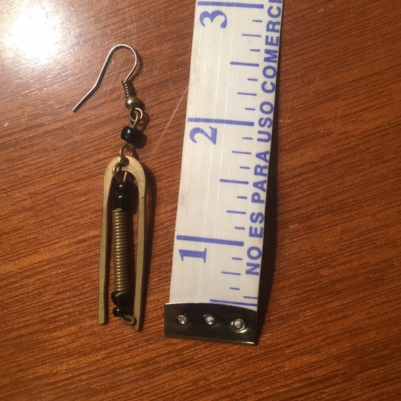 Gold and black modern earrings - Picture 2 of 2